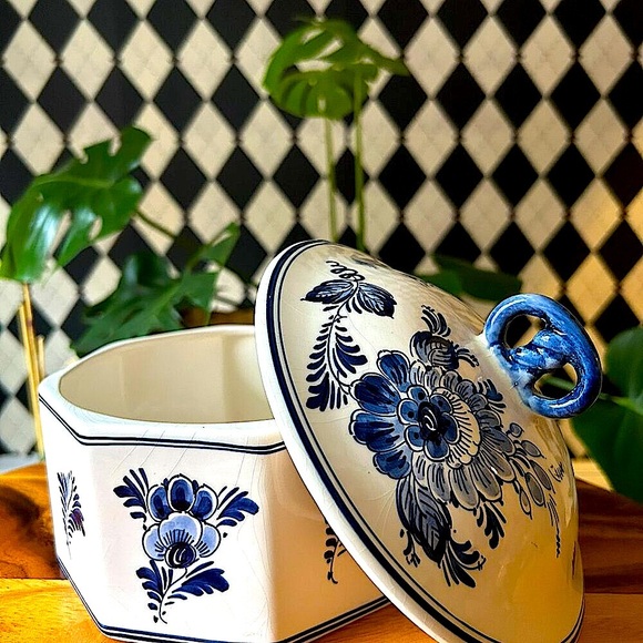 Vintage Regina Delft Jar, Hand-Painted Blue & White Pottery, 1970s Dutch - Picture 3 of 9
